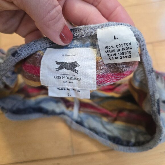 Obey | boho gray Aztec print festival bandeau top | WMS L - Picture 4 of 7